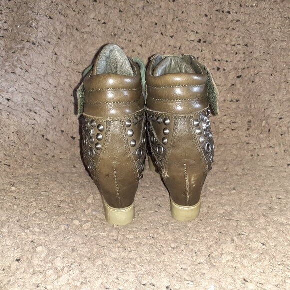 ASH-Blondie Studded HiddenWedge Sneaker-Dark Green Leather-Skulls-Sz37-Excellent - Picture 6 of 8
